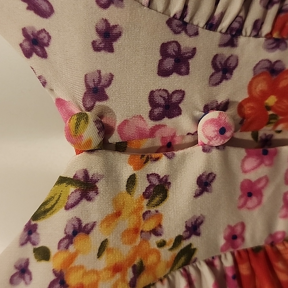 Free People Floral Peach and Purple Mini Dress Small - Picture 7 of 13